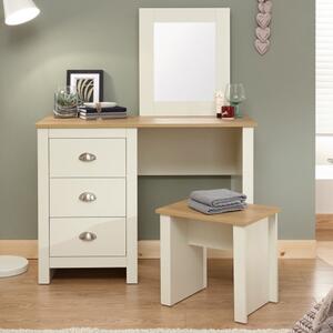 Loftus Wooden Dressing Table Set In Cream And Oak