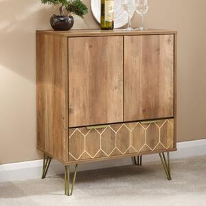Ormskirk Wooden Drinks Wine Cabinet With 2 Doors In Natural