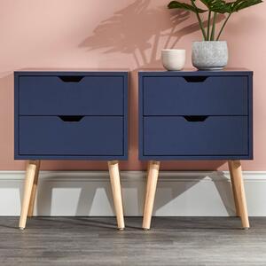 Norwich Nightshadow Blue Wooden Bedside Cabinets In Pair