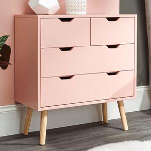 Norwich Wooden Chest Of 4 Drawers In Coral Pink
