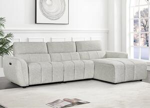 Truro Fabric Right Hand Electric Recliner Corner Sofa In Silver