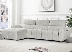 Truro Fabric Left Hand Electric Recliner Corner Sofa In Silver