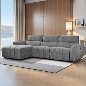 Truro Fabric Left Hand Electric Recliner Corner Sofa In Charcoal