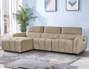 Truro Fabric Left Hand Electric Recliner Corner Sofa In Mocha