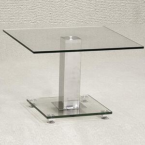 Ankaria Clear Glass Square Lamp Table With Chrome Base