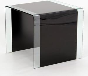 Afya Glass Square Lamp Table In Black And Clear