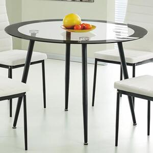 Apopka Clear Glass Round Dining Table With Black Legs