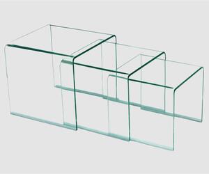 Afya Glass Square Nest Of 3 Tables In Clear