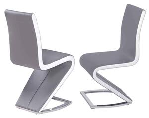 Aelia Grey White PU Leather Dining Chairs In Pair