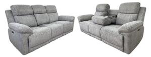 Owenton Fabric Electric Recliner 3+2 Seater Sofa Set In Grey