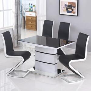 Aelia Black Glass Top Dining Table 4 Chairs With White Gloss Base