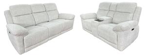 Owenton Fabric Electric Recliner 3+2 Seater Sofa Set In Beige