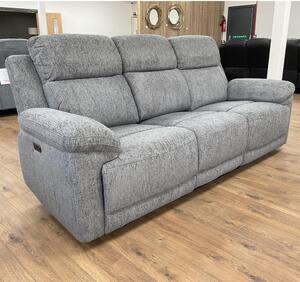 Owenton Fabric Electric Recliner 3 Seater Sofa In Grey
