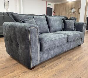 Sevilla Fabric 3 Seater Sofa In Charcoal Black