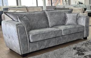 Sevilla Fabric 3 Seater Sofa In Silver Grey