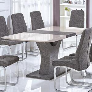 Beltran High Gloss Extending Dining Table In Cream And Stone