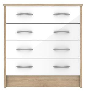 Babylon Wooden Chest Of 4 White Gloss Drawers In Oak