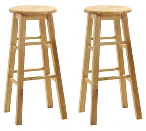 Belita Oak Wooden Bar Stools In Pair