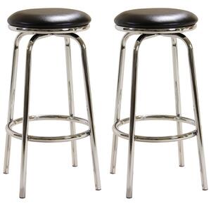 Belita Black Leather Bar Stools With Chrome Frame In Pair