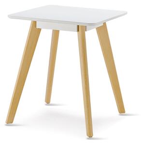 Benecia Wooden Square Lamp Table With Oak Legs In White