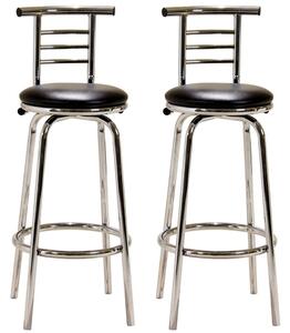 Belita Black Leather Bar Stools With Chrome Legs In Pair