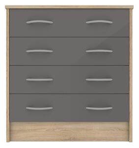 Babylon Wooden Chest Of 4 Grey Gloss Drawers In Oak