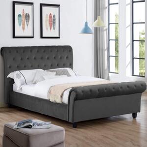 Calvine Velvet Double Bed In Smoke
