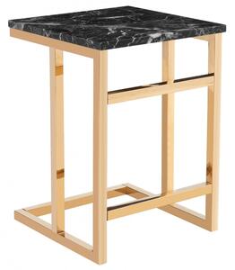 Cantara Marble Top Square Lamp Table With Gold Frame