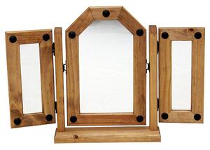 Carlen Vanity Triple Mirror With Distressed Oak Wooden Frame