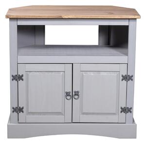 Carlen Wooden Corner TV Stand With 2 Doors In Grey Oak