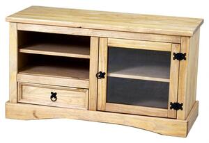 Carlen Wooden TV Stand With 1 Door 1 Drawer In Distressed Oak
