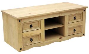 Carlen Wooden TV Stand With 4 Drawers In Distressed Oak