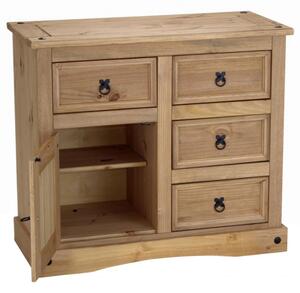 Carlen Wooden Sideboard With 1 Door 4 Drawers In Distressed Oak