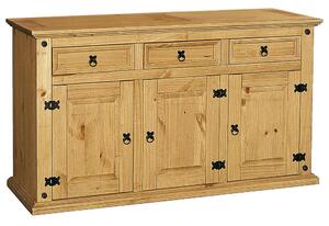 Carlen Wooden Sideboard With 3 Doors 3 Drawers In Distressed Oak