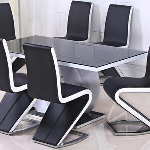 Eira Black Glass Top Dining Table With White High Gloss Base
