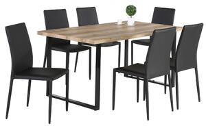Felix Wooden Dining Table With 6 Black Chairs In Natural