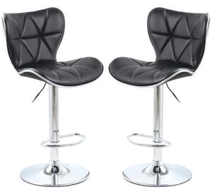 Houston Black PU Leather Bar Stools With Chrome Base In Pair