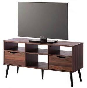 Girona Wooden TV Stand With 2 Drawers 4 Shelves In Walnut