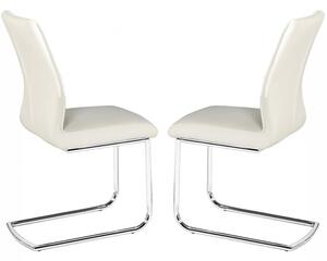Haslet White PU Leather Dining Chairs In Pair