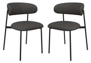 Amarillo Dark Grey Faux Leather Dining Chairs In Pair
