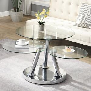 Synchro Clear Glass Coffee Table With Chrome Base