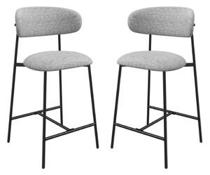 Amarillo Light Grey Fabric Bar Chairs In Pair