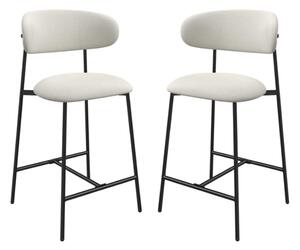 Amarillo Ivory Fabric Bar Chairs In Pair