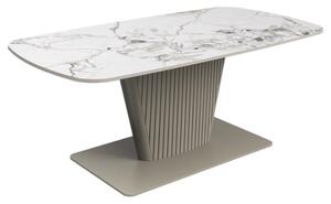 Castle Ceramic Coffee Table With Beige Wooden Base In White