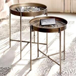 Greenville Metal Set Of 2 End Tables In Copper