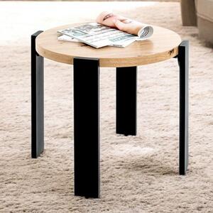 Eufaula Wooden End Table With Black Metal Frame In Oak