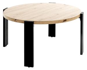 Eufaula Wooden Coffee Table With Black Metal Frame In Oak