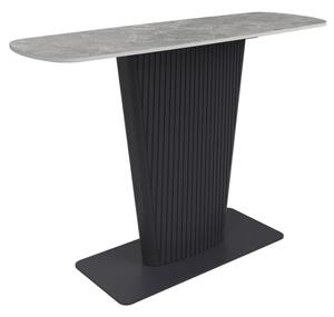 Castle Ceramic Console Table With Grey Wooden Base In Light Grey