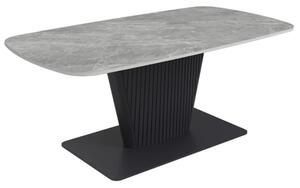 Castle Ceramic Coffee Table With Grey Wooden Base In Light Grey
