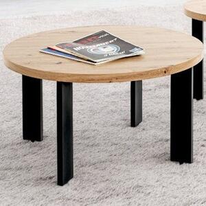 Eufaula Wooden Coffee Table With Black Metal Legs In Oak